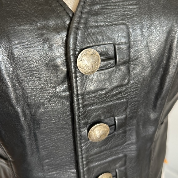 Kelly’s Leather Works 100% Leather Black Vest Buffalo Nickel Concho size 12 - Picture 4 of 10